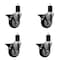 Service Caster 4'' Black Poly Swivel 1-3/4'' Expanding Stem Caster Set with Brake, 4PK SCC-EX20S414-PPUB-BLK-PLB-134-4 - alternate 1